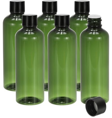 PATIKIL Travel Bottles with Screw Cap, 6 Pcs 3.4Oz(100ml) Leak Proof Refillable Empty Dispenser Container Squeeze Bottle with PP Screw Lid for Shampoo Toiletries Lotion Cream, Green
