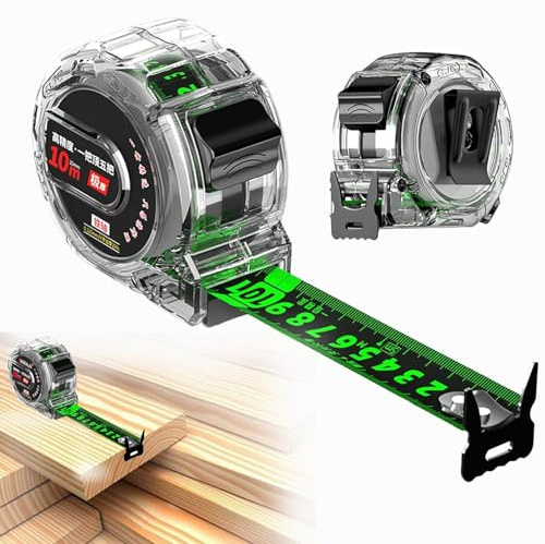 Stainless Steel Tape Measure with Fluorescent 10M*25MM Waterproof Tape Measure, Thicken Ruler Tape with Rust and Corrosion Resistant Stainless Steel for Industrial and Home