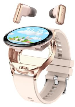 Zephyrion Reloj inteligente con auriculares para Android iOS, reloj deportivo redondo de 1.39 pulgadas con auriculares Bluetooth, recordatorios de mensajes, monitor de sueño de frecuencia cardíaca de
