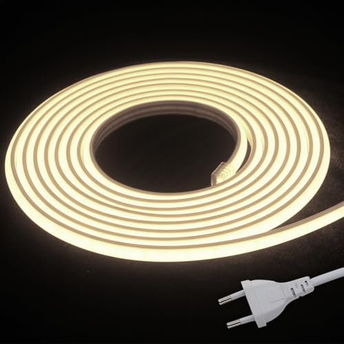 STHomedeco Alta Luminosità Cob - Led Striscia 220v Adesive Da Interno,IP65 Led Striscia Esterno Impermeabile, Strip Decorare Per Commerciale, Famiglia (Bianco Caldo 3000k, 5M)