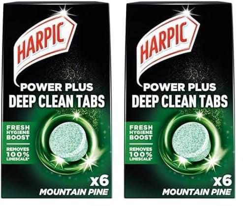 Harpic Power Plus Deep Cleaning Toilet Tablets, Mountain Pine, Pack 1 x 6 Tablets, Deep Clean Without Scrubbing, Removes 100% Limescale, Toilet Cleaner (Pack of 2)