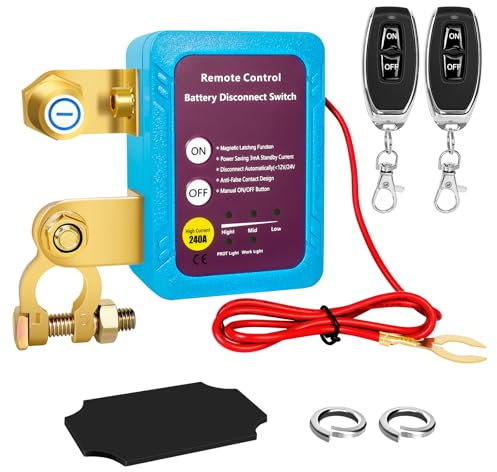 Drahtloser Ferngesteuerter Auto Trennschalter: Batterie Trennschalter 12V 240A, Batterietrennschalter 12V Mit Fernbedienung, Batterie Kill Switch Anti-Diebstahl, für Auto, RV, ATV, LKW, Boot