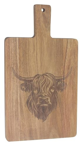 Lesser & Pavey Elements Highland Cow Cutting Board for Home & Restaurants | Durable & Printed Chopping Boards for Kitchens | Washable Wood Chopping Board for Everyday Use