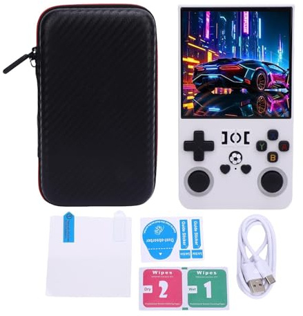 Console di gioco portatile SustVita con CPU RK3326, schermo HD 720x720 da 4 pollici, oltre 18000 giochi, supporta oltre 30 emulatori per gli appassionati di giochi retrò (64G)