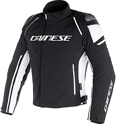 Dainese Motorradjacke mit Protektoren Motorrad Jacke Racing 3 D-Dry Textiljacke schwarz/weiß 52, Herren, Sportler, Ganzjährig
