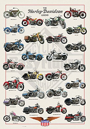 Motorräder - Harley Davidson - Legend - Bildungsposter Plakat Druck - Maxiposter Version in Englisch - Grösse 61x91,5 cm