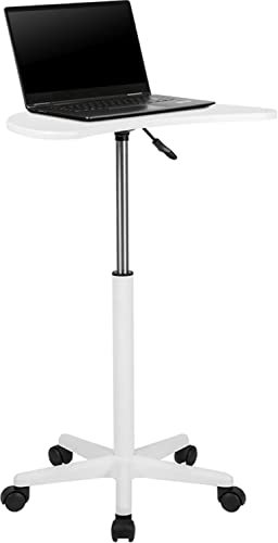 Flash Furniture Sit Mobile Stehpult, tragbar, mit Rollen, 64 x 57 x 68,6 cm (B x T x H), Weiß
