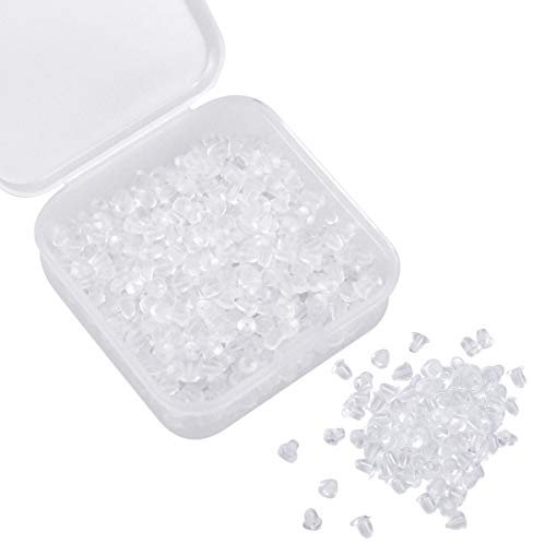 NATUCE 500PCS Universal Silikon Klar Gummi Ohrstopper Ohrstecker Verschlüsse, Kunststoff Ohrring Stopper, Ohrstopper, Ohrringverschlüsse, Ohrring Stopper Silikon für Ohrringe Machen