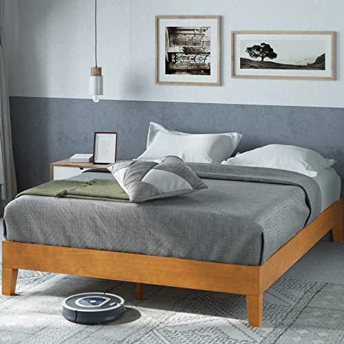 Zinus Alexis Super King Bed frame - Bed 180x200 cm - 30 cm Height with Underbed Storage - Wood Platform Bed frame - Rustic pine brown