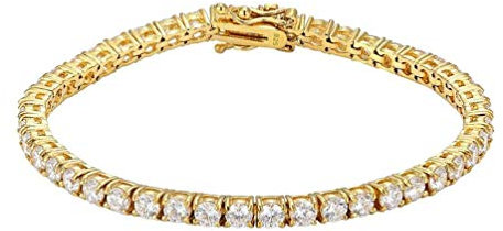 Gold Gala Tennis Armband 925 Sterling Silber Rosé Gold Vergoldet Herren Damen (Gold, 18)