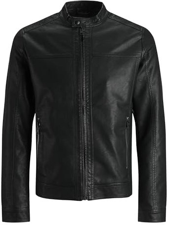 JACK & JONES Herren JJEWARNER Jacket NOOS Kunstlederjacke, Black, L