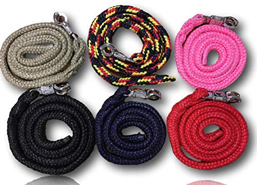 Führstrick mit Panikhaken | für Pferde, Ponys, Shetty, Esel | Anbindestrick in vielen stylischen Designs |Länge 1,60 m (Neon-Pink)