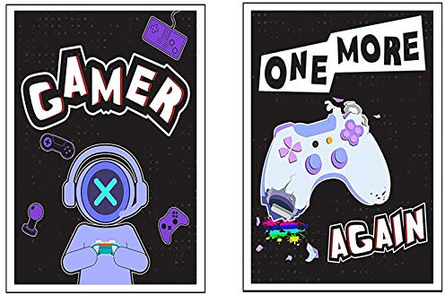 MWOOT 2 Pièces DIY 5D Diamant Peinture Kit, Perceuse Complète Perlée Broderie Cristal Strass Collé Peinture Arts, Vidéo Gamer Toile Affiche pour Adolescents Salle De Jeux Décoration Murale-20x25cm