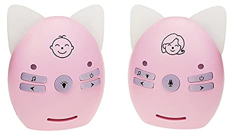 Bébé Moniteur Portable sans Fil, Ecoute-bébé Babyphone 2.4GHz, Talkie-walkie, Interphone Bidirectionnel, Audio, veilleuse, Diffusion Vocale Numérique (Rose)