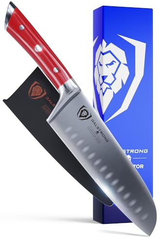 DALSTRONG Santoku Knife - 7 - Gladiator Series - German HC Steel - Crimson Red ABS Handle - Sheath Included - NSF Certified
