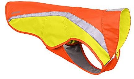 Ruffwear, Lumenglow High-Vis Dog Vest, Reflective Jacket with Water-Repellent Shell, Harness-Compatible Leash Portal, Side-Release Buckles, Back Light Attachment Loop, Blaze Orange, Medium