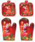 HEMOTON Lot de 4 maniques de Noël résistantes à la Chaleur pour Four à Micro-Ondes, Barbecue, Cuisson au Four, Grill, Rouge