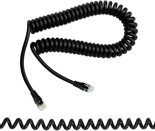 RIIEYOCA Cable de telecomunicaciones RJ12, 6P6C macho a macho, cable recto, cable de resorte retráctil, extensible hasta 1,5 m