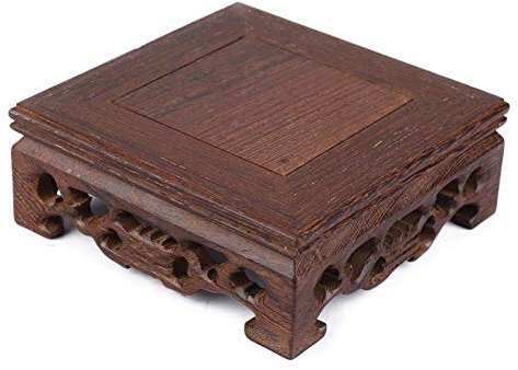 Miskall Square Teapot Pedestal, Wooden Vase Stand, Wooden Small Delicate Teapot Base Stand Solid Oriental Vase Bonsai Decoration for Home Office(10x10x3.7 cm)