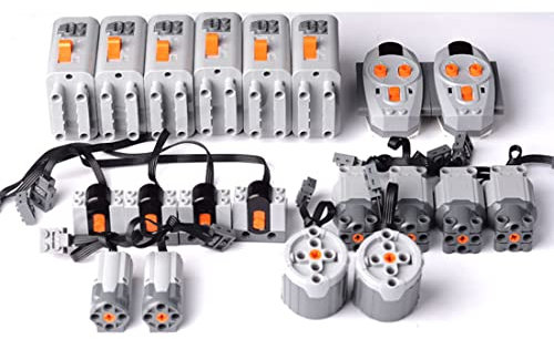 AKOGD Power Functions Set, Motoren Set mit Motor, Fernbedienung, Batteriefach, Empfänger, M/L/XL Motor Kompatibel mit vielen Modellen
