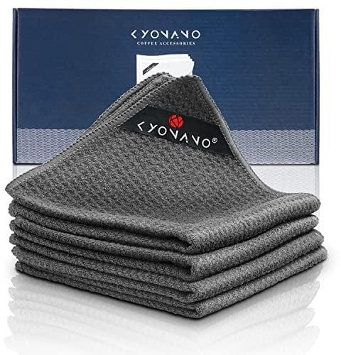 KYONANO Barista Micro Cleaning Towels 4 Pack - Perfect Coffee & Espresso Machine Cleaning - Steam Wand Accessories (12''x12'')