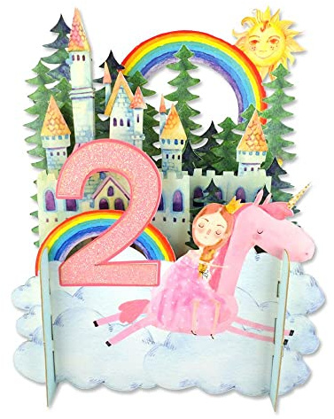 Girls 2nd Birthday Fairytale 3D Pop Up Birthday Greeting Card by Alljoy Cards APOP003