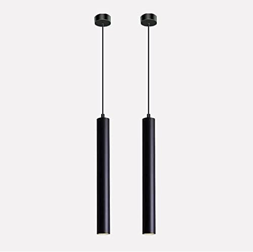 Vecys Lampa Wisząca Cylindryczna Schwarz LED Nowoczesna Lampa Wisząca Cylinde 5 W Long Tube Lampa Aluminium Cylindryczna Ø4 * 30,5 CM do Wnętrz Restauracji Salonu Sypialnia（2PCS）