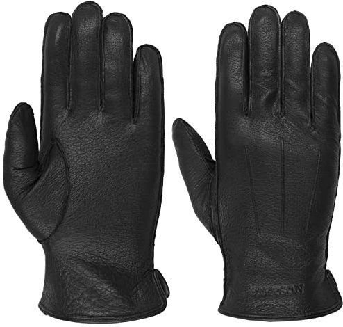 Stetson Classic Uni Goat Lederhandschuhe Herren 100% Nappaleder Fleecefutter Ziernähte Herbst Winter schwarz 9 HS