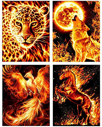 Cskunxia 4 Pack DIY 5D Diamant Painting Bilder Diamond Painting Full Drill Diamant malerei für Erwachsene und Kinder, Dekoration für Home Wall (30×40 cm)