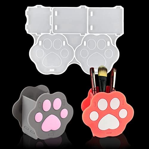 DeryArcle Silikonform Stifthalter Epoxidharz Formen Box Paw Resin Pen Holder Silicone Mould Harz Gießen Formen Dose Aufbewahrungsbox für DIY Schmuckbox Make Up Pinselhalter