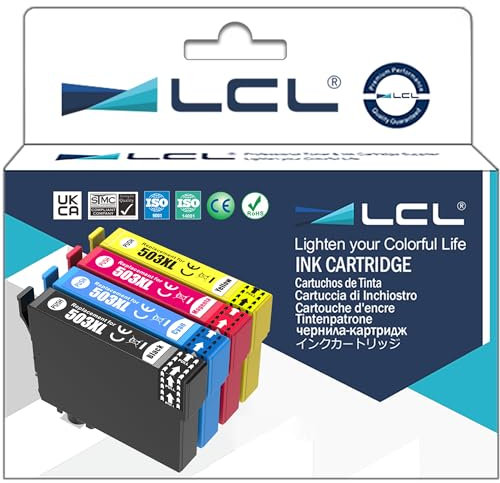 LCL Kompatibel Tintenpatrone 503 XL 503XL C13T09R14010 C13T09R24010 C13T09R34010 C13T09R44010 High Yield (1Schwarz 1Cyan 1Magenta 1Gelb) Kompatibel für Epson Workforce und Express Drucker XP-5200