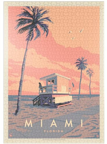 MyPuzzle Miami, FL: Lifeguard Tower, Vintage Poster - Premium 1000 Teile Puzzle - MyPuzzle Sonderkollektion von Anderson Design Group