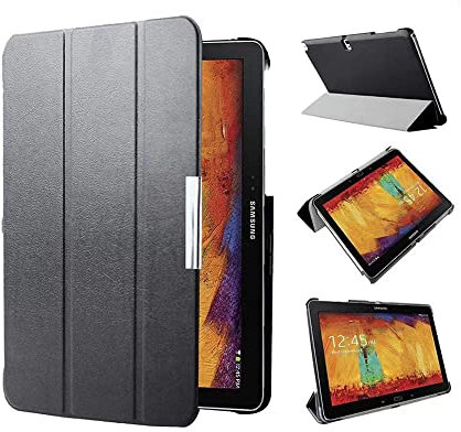 Étui pour tablette Samsung Galaxy Tab Pro 10,1 SM-T520/T525 - Étui de luxe en cuir PU avec fonction veille/réveil automatique (noir)