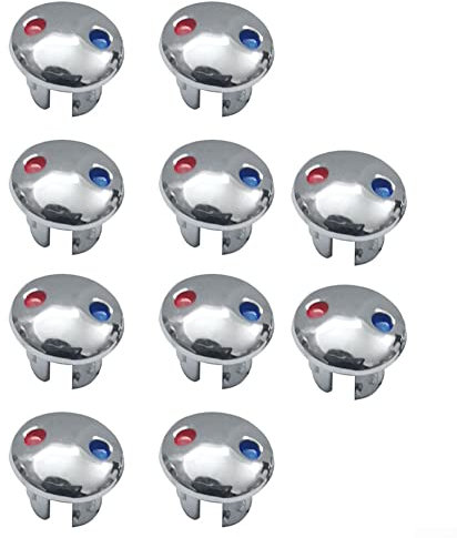 Wasserhahn-Griffschild, 10 Stück Anzeige für Wasserhähne, universelle Heiß- und Kaltschilder, Tasten für Küche, Badezimmer, Waschbecken, Armaturen, Ersatzteil (Silber)