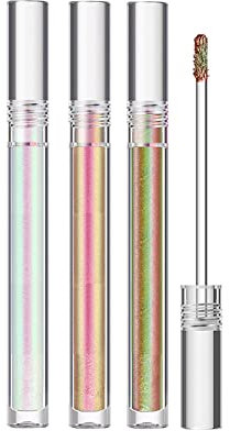Set De Pinceau De Maquillage Pour Yeux Le fard à paupières liquide illumine trois ensembles d'ensembles d'ombres à paupières en MultiColor Shifter hautement pigmenté plus Fixateur (Purple, One Size)