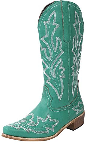 Kobilee Stivali Western Donna Anfibi Equitazione con Tacco Vintage Texani Marroni Camoscio Alti Invernali Biker Stivaletti Cowboy Pelle Alto