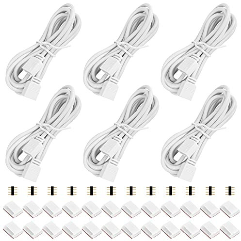 Ticeed 6 Stück LED Strip Verbinder 2M LED Verlängerung Anschluss Kabel LED RGB Leiste Streifen LED-Lichtanschlüssen 4 polig Verbindungskabel LED Band Anschluss mit Befestigungsclips