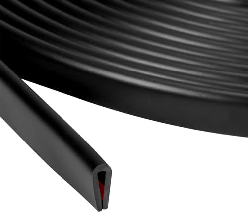 U-Kanal-Gummi-Kantenleiste, 6 Meter U-Form Selbstklebend Kantenleiste Gummi-Kantenverkleidung, PVC Metall-Kantenschutz passend Wetterabisolierstreifen für Blech, Brille, passend für 1,6 mm (1,6 mm)