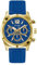 GUESS Montre bracelet pour homme en silicone, Doré/bleu