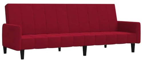 vidaXL Schlafsofa 2-Sitzer, Sofa mit Holzrahmen, Schlafcouch für Wohnzimmer Heimkino Büro, Couch Sofabett Tagesbett Gästebett, Weinrot Samt