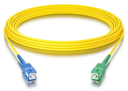 10Gtek SC/APC a SC/UPC Simplex Cavo Fibra Ottica 25-meter, 9/125μm Monomodale Cavo Patch Fibra LSZH, Compatibile con Freebox Iliad(Free), Bianco