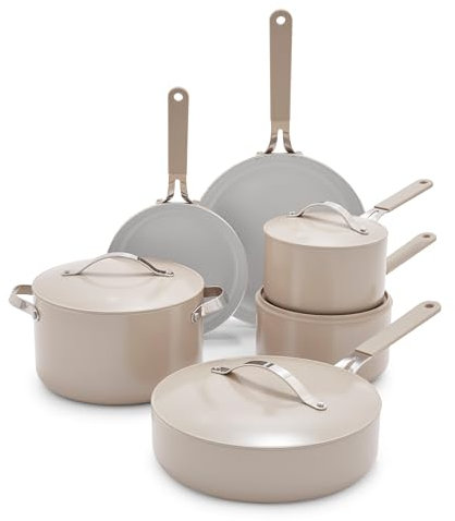 GreenLife Dream 10-Piece Ceramic Nonstick Cookware Set, PFOA-Free, PFAS-Free, Pots and Pans with Lids, Dishwasher & Oven Safe, Stay-Cool Handles, Healthy Cooking Essentials, Blue Haze