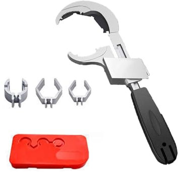 Bamyli Universal Multipurpose Adjustable Double-Ended Wrench, Wide Opening Spanner with Replacement Heads for Disassembly Assembly Valves Faucets Shower Heads