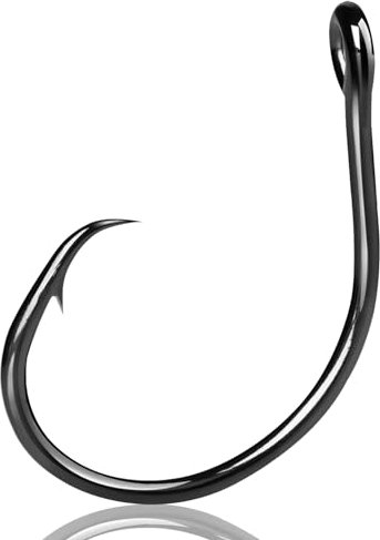 9KM DWLIFE Circle Hooks Inline,Fishing Hooks Barbed 25Pcs Black Closed Eye Non-offset Wide Gap for Freshwater and Saltwater Carp Catfish Bass(Size 7/0)