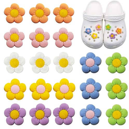 Crocs Anstecker 21 Stücke Crocs Stecker Set für Mädchen, Jungen und Erwachsene Crocks Pins Schön Schuh Charms Blumen Schuh Charms Blumen Schuhanhänger Schuhanstecker Blumen-Anhänge
