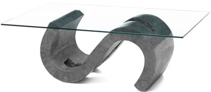 Mondo Viro Table basse en pierre fossile Esse dessus en verre trempé 120 x 70 cm 36 h