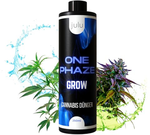 JULU One Phaze Hanf Dünger All-in-One, bis zu 6 Cannabispflanzen, ertragreiche Blüten & hoher THC-Gehalt, Marihuana Dünger für Hanfpflanze - 250ml NPK Dünger Cannabis