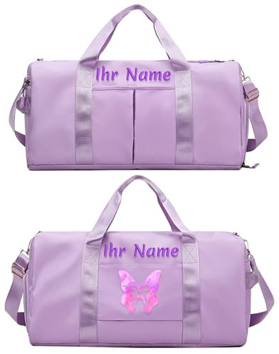 Sac de Sport brodé personnalisé, Sac de Sport personnalisé, (avec Poches humides et sèches et Compartiment à Chaussures) Sac de Sport pour Le Week-End avec bandoulière