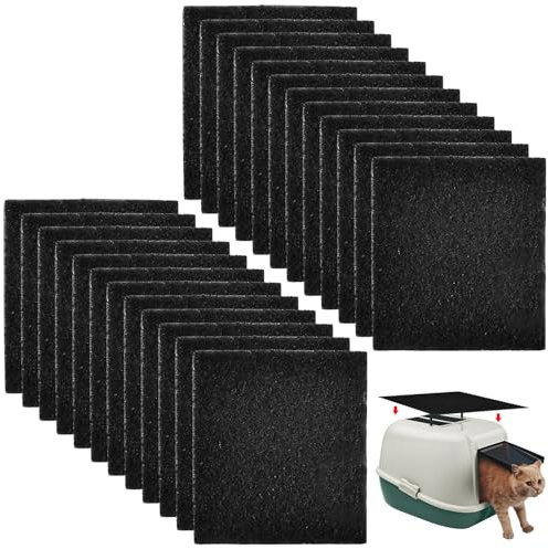 YOUNGSAY 24 Stück Katzentoilette Aktivkohlefilter, 11,5 x 10,5 x 0,5cm Ersatzfilter für Katzentoilette, Hochsaugfähiger Katzentoilette Filter für Katzenstreupfannen und Katzentoilette
