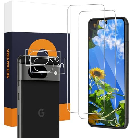 Carantee Verre Trempé pour Google Pixel 8, Sans bulles, Caméra pour Pixel 8, Couverture 2.5D vitre protection, Sensible au Toucher, Haute définition Transparent Pixel 8 protection écran-2+2 pièces